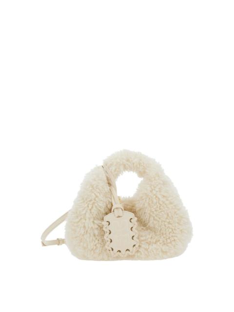 GANNI Ganni White Handbag With Adjustable And Removable Shoulder Strap And Top Zip Closure In Ecofur