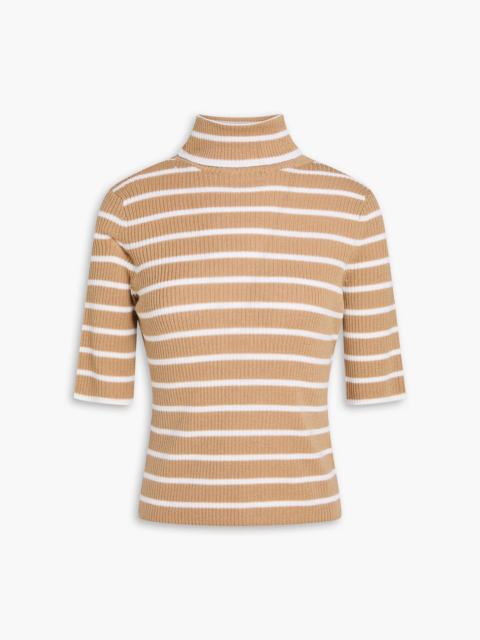 VERONICA BEARD Katrina striped ribbed wool turtleneck sweater