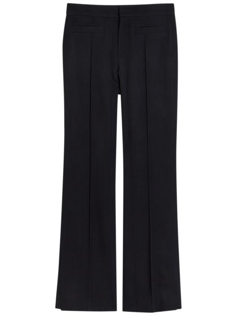 Chloé Chloe Pintuck Flared-leg Wool Trousers