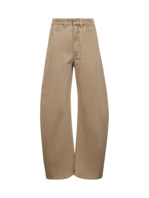 Lemaire Women Beige Denim High Waisted Curved Pants