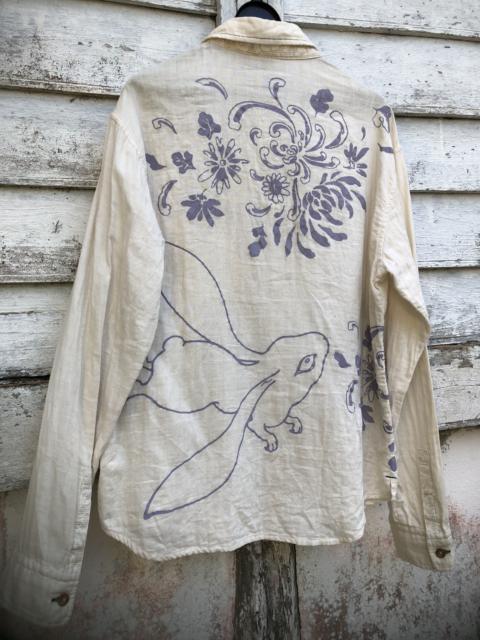 Other Designers Japanese Brand - ChikiriyaTsuru Rabbit Art Print Button Up LS