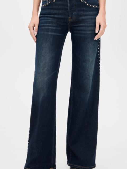 RE/DONE Studded Mid Rise Wide Leg Jeans