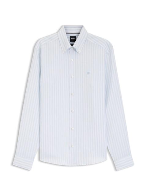 BOSS REGULAR-FIT SHIRT IN STRIPED LINEN