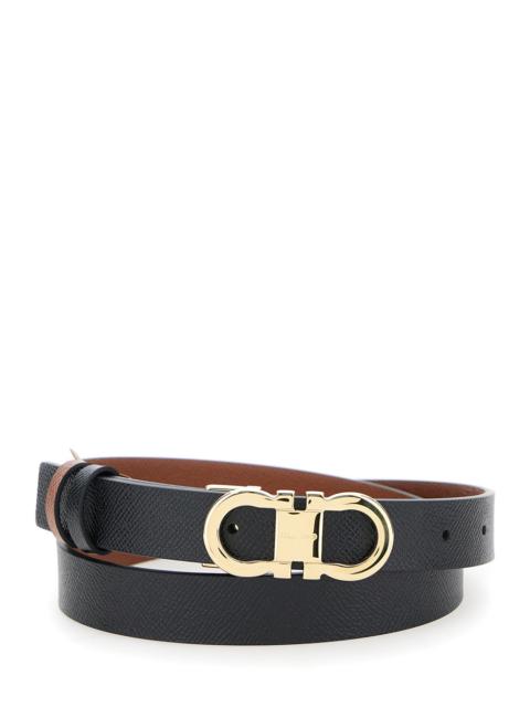 FERRAGAMO Ferragamo Women Black Reversible Belt With Gancini Buckle In Leather Woman