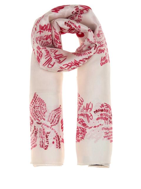 DSQUARED2 Dsquared Women Foulard - Seta Stampa Hibiscus - Panna+Ciliegia