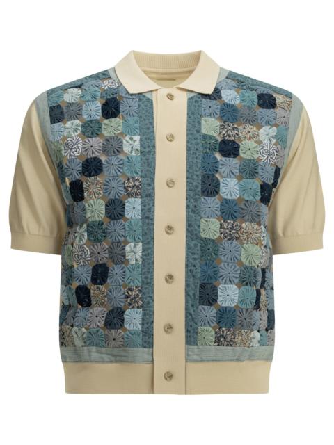 Kapital Kapital Button-down Polo Shirt Knit X Yoyo Quilt Blue