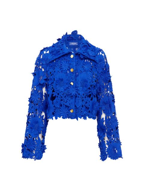 LEO LIN Robyn Lace Button-Down Shirt blue