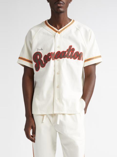 BODE Bode Baseball Button-Up Shirt in White Multi at Nordstrom