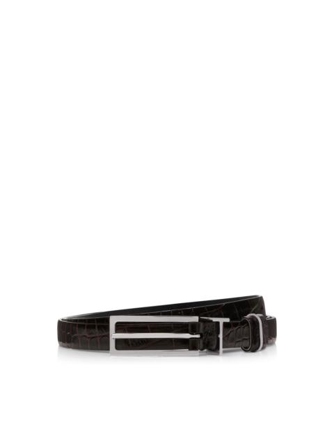 TOM FORD PRINTED CROC METAL T LOOP BELT