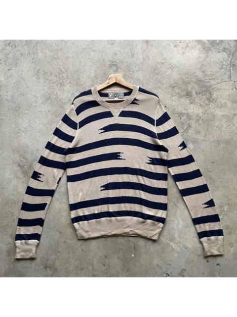 Other Designers Japanese Brand - Vintage Japanese Blue Striped Knitwear Sweater Jumper