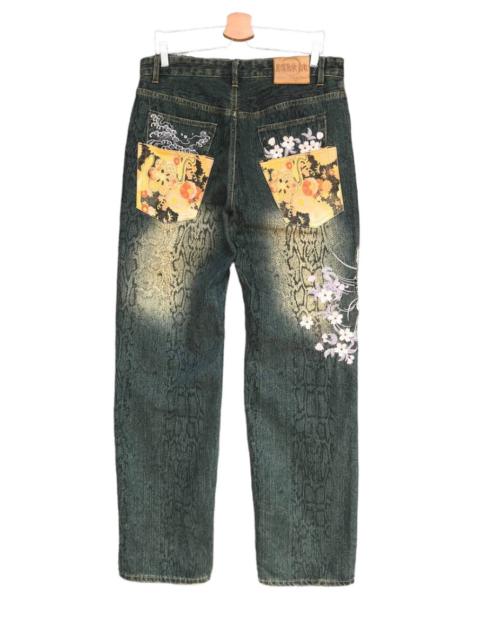 Other Designers Vintage KARAKURI TAMASHI Sukaja Koi-Fish Embroidered With Snake-skin bone abstract printed