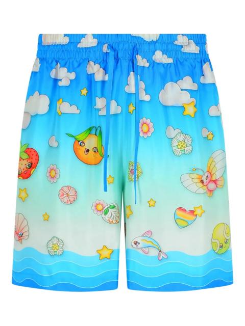 CASABLANCA Kawaii Silk Bermuda Shorts