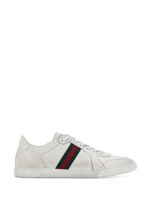 GUCCI Gucci Men White Leather Stretch Sneakers