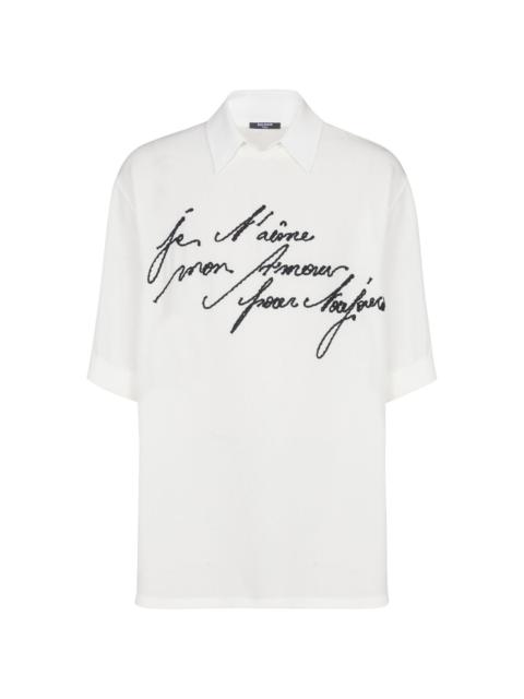 Balmain embroidered Love Letter polo shirt