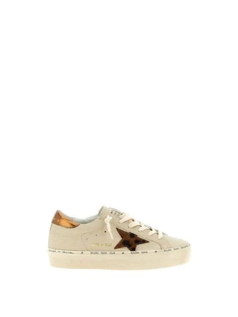 Golden Goose GOLDEN GOOSE Hi Star Womens White Gold Sneakers New & Authen