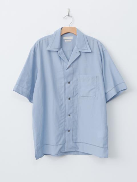 YOKE Embroidery Open Collar Shirt - Sax Blue