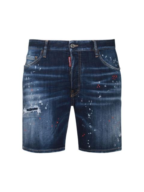 Blue Cotton Denim Shorts