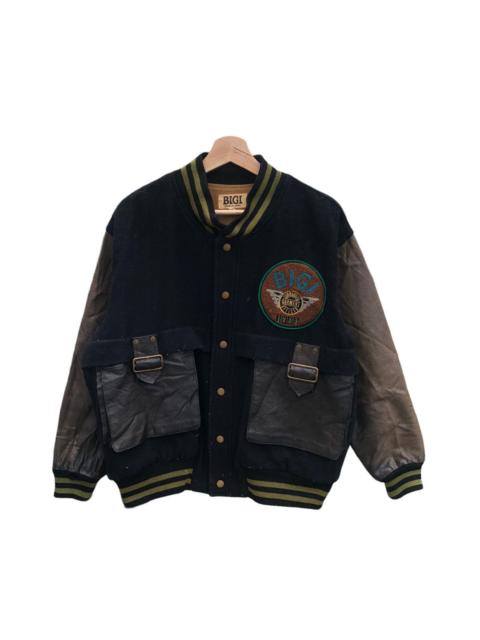 Other Designers Vintage 80s Bigi Leather Military Varsity Bomber Jacket