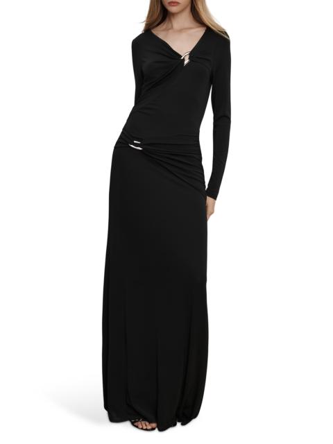 VERONICA BEARD Veronica Beard Viela Hardware Detail Long Sleeve Maxi Dress in Black at Nordstrom