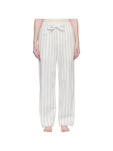 TEKLA Off-White & Blue Poplin Pyjama Pants