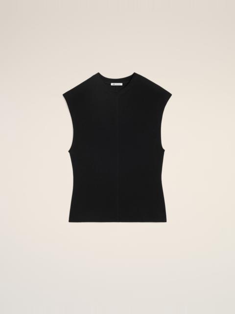 AMI Paris BLACK JERSEY SLEEVELESS FITTED TOP