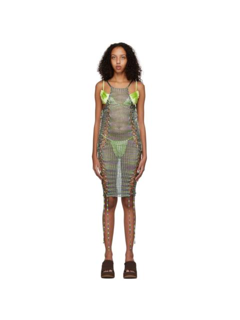 ISA BOULDER SSENSE Exclusive Green & Purple Broken Vase Dress