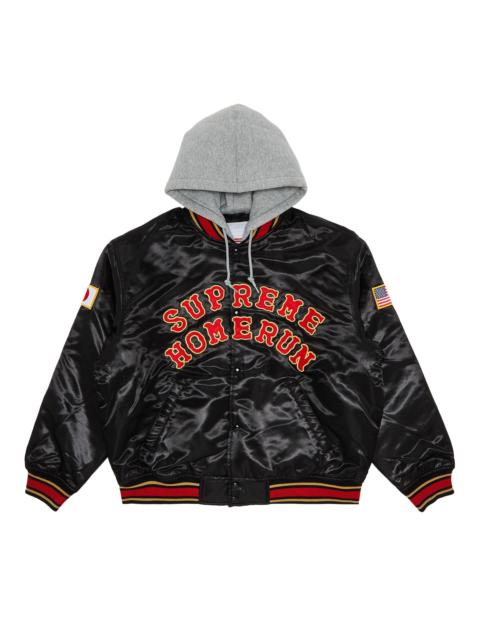 Supreme Supreme x Homerun Satin Hooded Varsity Jacket 'Black'