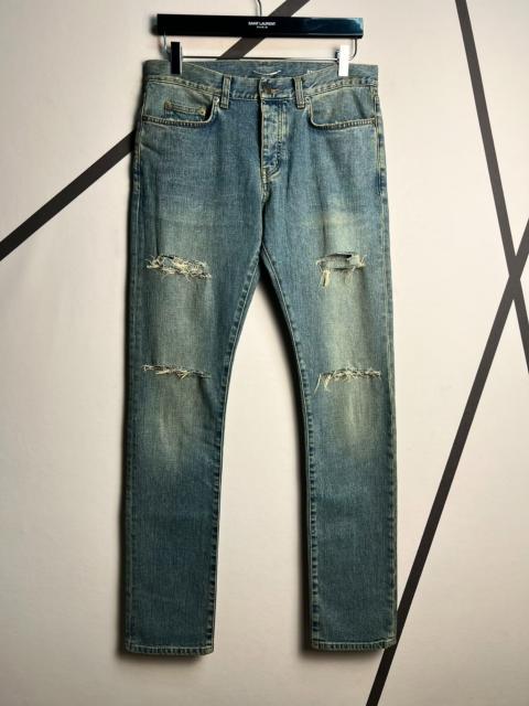 SAINT LAURENT Saint Laurent SLP 2014 Fall/Winter D01 Blue Jeans, Mud Wash