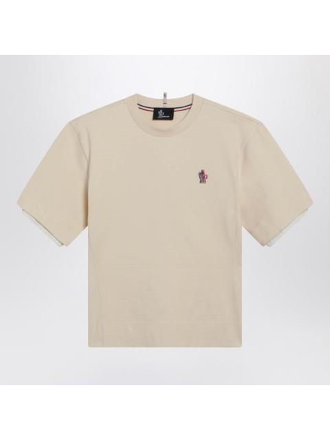 Moncler Grenoble Moncler Grenoble White Cotton-Blend T-Shirt With Logo Patch Women