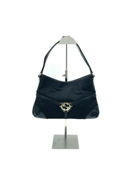 GUCCI Gucci Black Fabric Interlocking Hobo Bag 114877