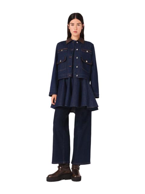 maje maje Denim jacket with faux leather in Navy at Nordstrom