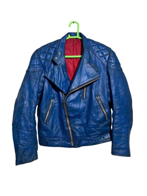 Other Designers Vintage - 🔥VTG BLUE BIKERS JACKETS GENUINE LEATHER