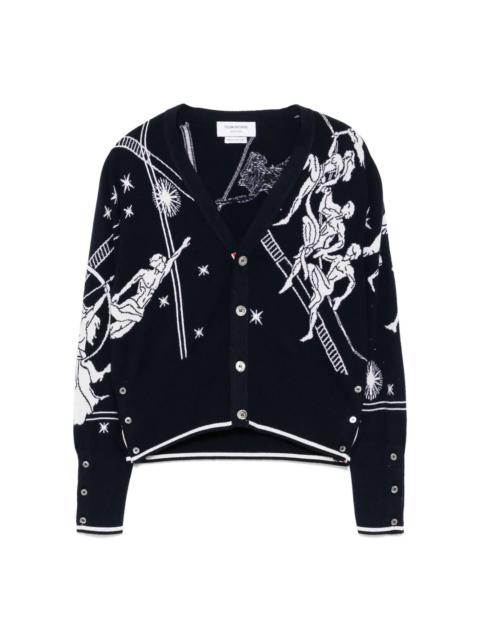 Thom Browne Olympic Constellation Classic Cashmere V Neck Cardigan Men