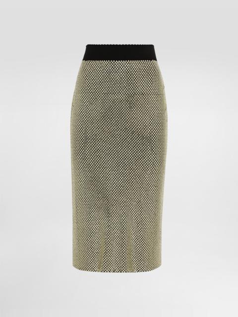 Dolce & Gabbana Midi pencil skirt in crystal mesh