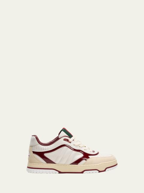GUCCI Men's Re-Web Suede and Calf Patent Leather Sneakers