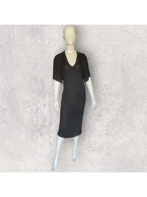 CHANEL SS17 Rayon/Poly Blend Cape Sleeve Backless Dress