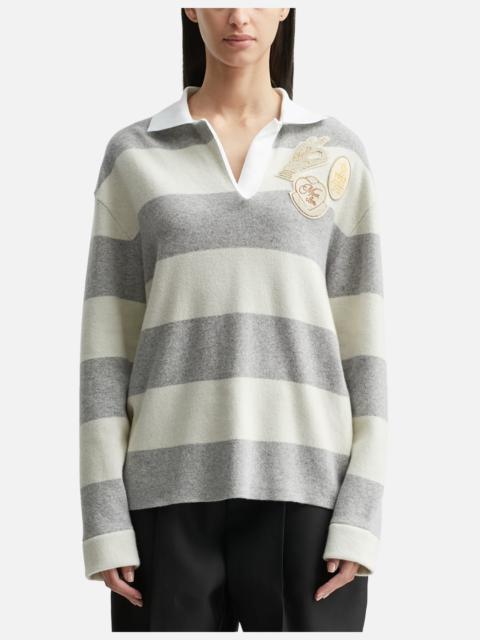 Moncler STRIPED LONG SLEEVE WOOL POLO SHIRT