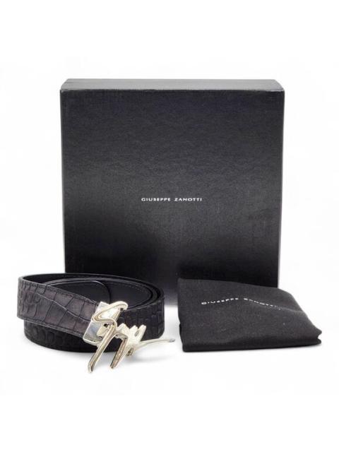 Giuseppe Zanotti Silver Logo Adjustable Leather Belt Unisex One Size - NWB $495