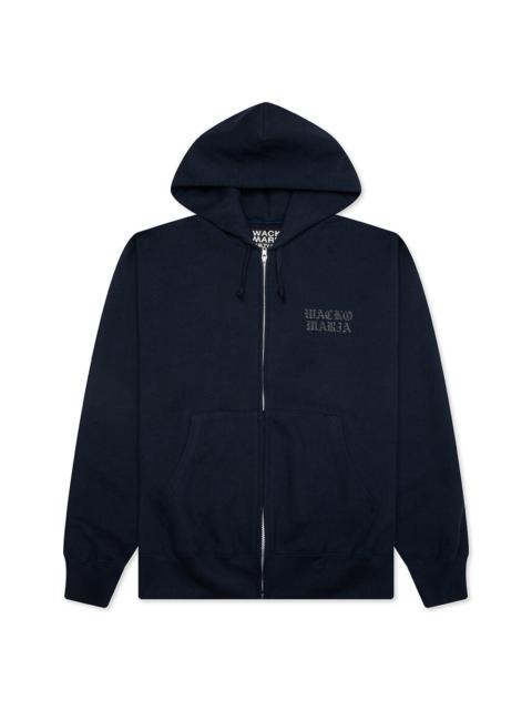 WACKO MARIA HEAVYWEIGHT FULL ZIP HOODED SWEATSHIRT TYPE 2 - NAVY