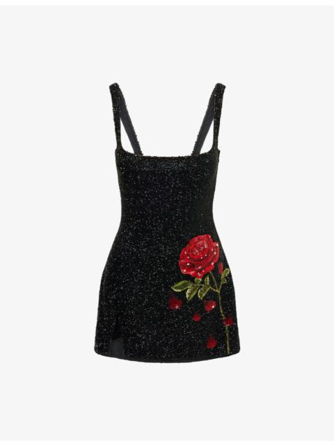 CLIO PEPPIATT Harry Lambert for Clio Peppiatt x Disney Enchanted Rose Bead-Embellished Mini Dress