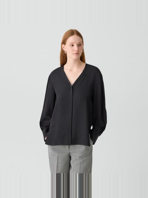 Theory V-Neck Blouse in Silk Georgette