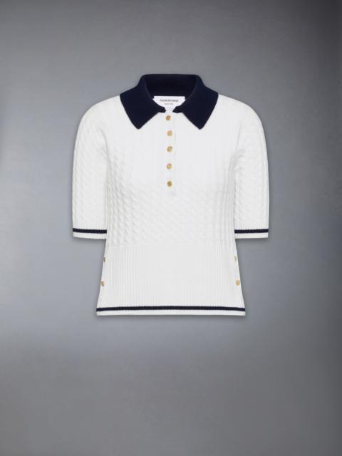 Thom Browne CASHMERE BABY CABLE STITCH  POLO
