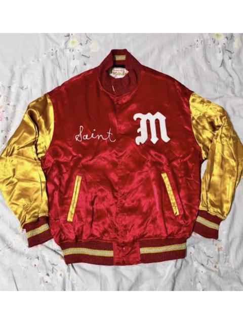 SAINT M×××××× Saint Michael 23ss Stain Embroidered Baseball Jacket In red/yellow