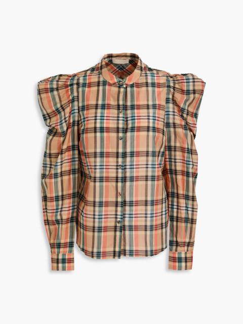 ULLA JOHNSON Langley checked cotton and silk-blend blouse