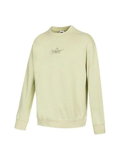 Men's Nike Embroidered Logo Sports Round Neck Pullover Green DR7836-371