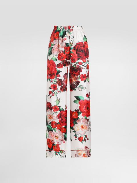 Dolce & Gabbana Satin pajama pants with rose print