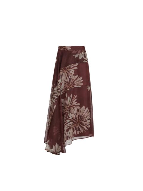 Brunello Cucinelli Brunello Cucinelli Bloom print fluid skirt in Bordeaux at Nordstrom