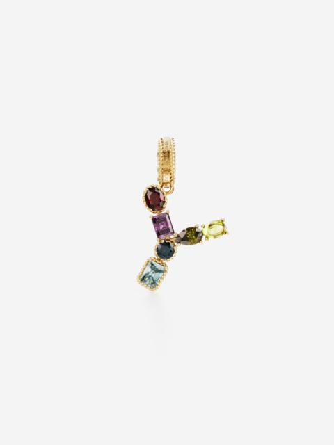 Dolce & Gabbana Charm Y Lettering 18-carat yellow gold and multicolored gems