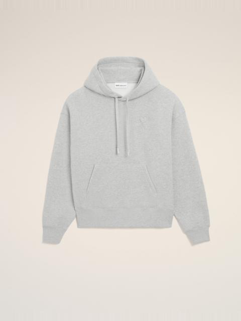 AMI Paris GREY COTTON EMBOSSED AMI DE COEUR HOODIE