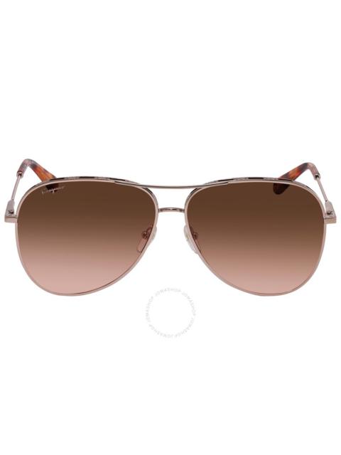 FERRAGAMO Salvatore Ferragamo Brown Gradient Pilot Ladies Sunglasses SF268S 795 62